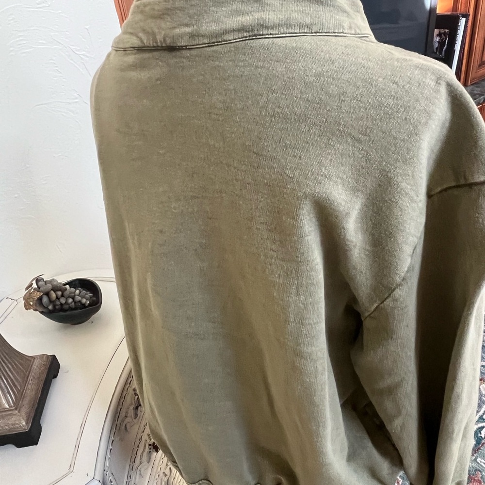 Large Olive Button Down Sweatshirt - image 3